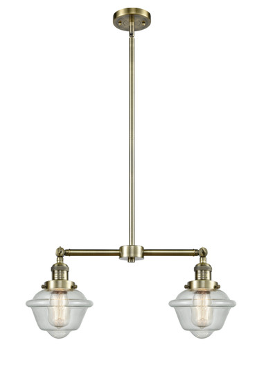 Franklin Restoration Two Light Island Pendant in Antique Brass (405|209-AB-G534)