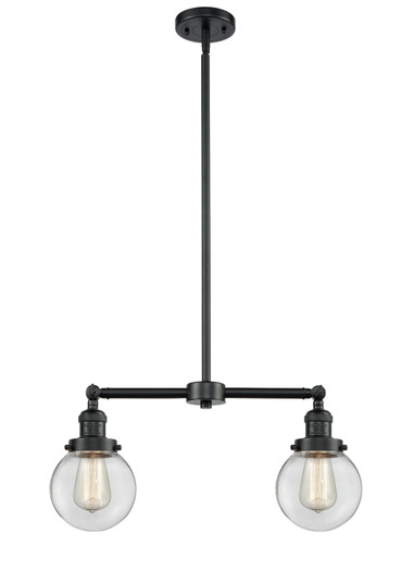 Franklin Restoration Two Light Island Pendant in Oil Rubbed Bronze (405|209-OB-G202-6)