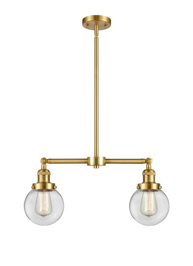 Franklin Restoration LED Island Pendant in Satin Gold (405|209-SG-G202-6-LED)