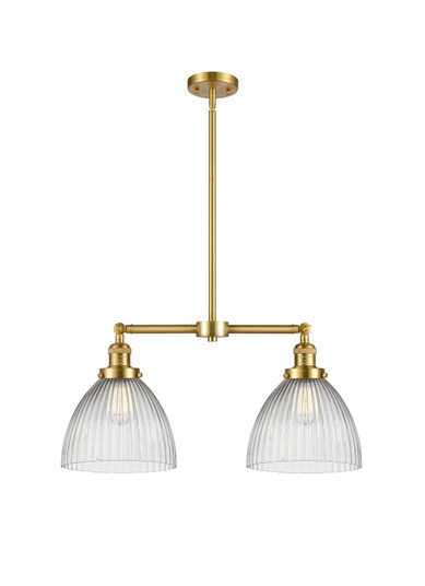 Franklin Restoration Two Light Island Pendant in Satin Gold (405|209-SG-G222)