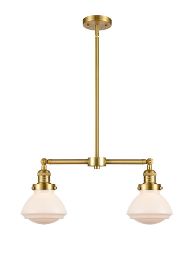 Franklin Restoration Two Light Island Pendant in Satin Gold (405|209-SG-G321)