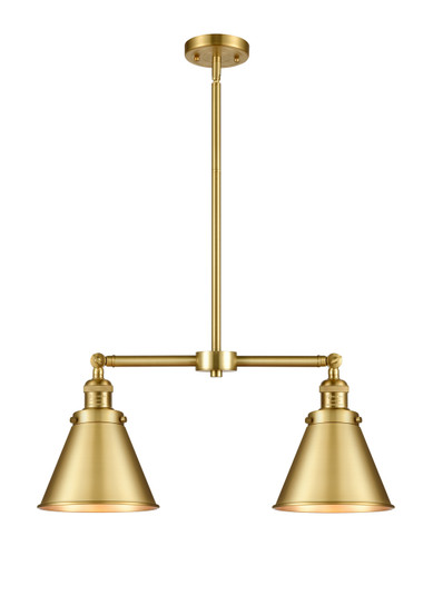 Franklin Restoration Two Light Island Pendant in Satin Gold (405|209-SG-M13-SG)