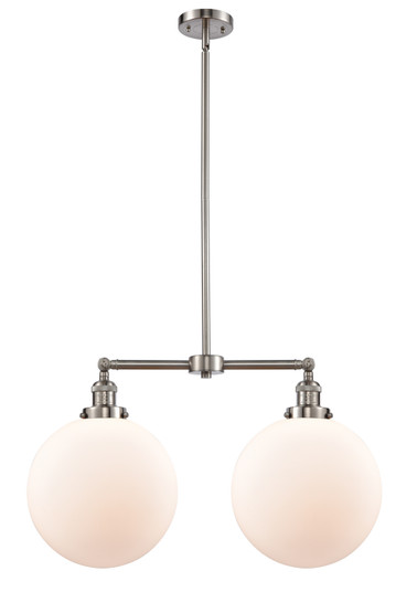 Franklin Restoration Two Light Island Pendant in Brushed Satin Nickel (405|209-SN-G201-12)