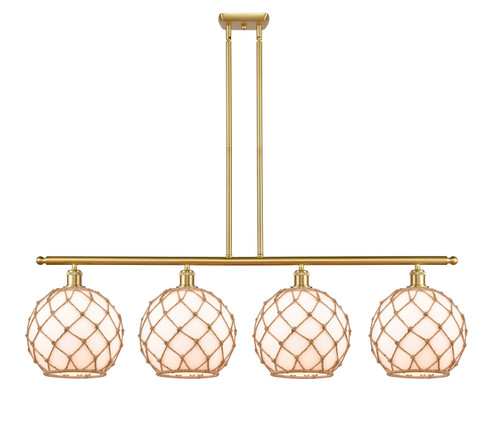Ballston Four Light Island Pendant in Satin Gold (405|516-4I-SG-G121-10RB) Ballston Four Light Island Pendant in Satin Gold (405|516-4I-SG-G121-10RB)
