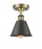 Ballston One Light Semi-Flush Mount in Antique Brass (405|516-1C-AB-M8-BK)