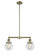 Franklin Restoration Two Light Island Pendant in Antique Brass (405|209-AB-G202-6)