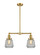 Franklin Restoration Two Light Island Pendant in Satin Gold (405|209-SG-G142)