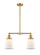 Franklin Restoration Two Light Island Pendant in Satin Gold (405|209-SG-G181)