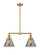 Franklin Restoration Two Light Island Pendant in Satin Gold (405|209-SG-G43)