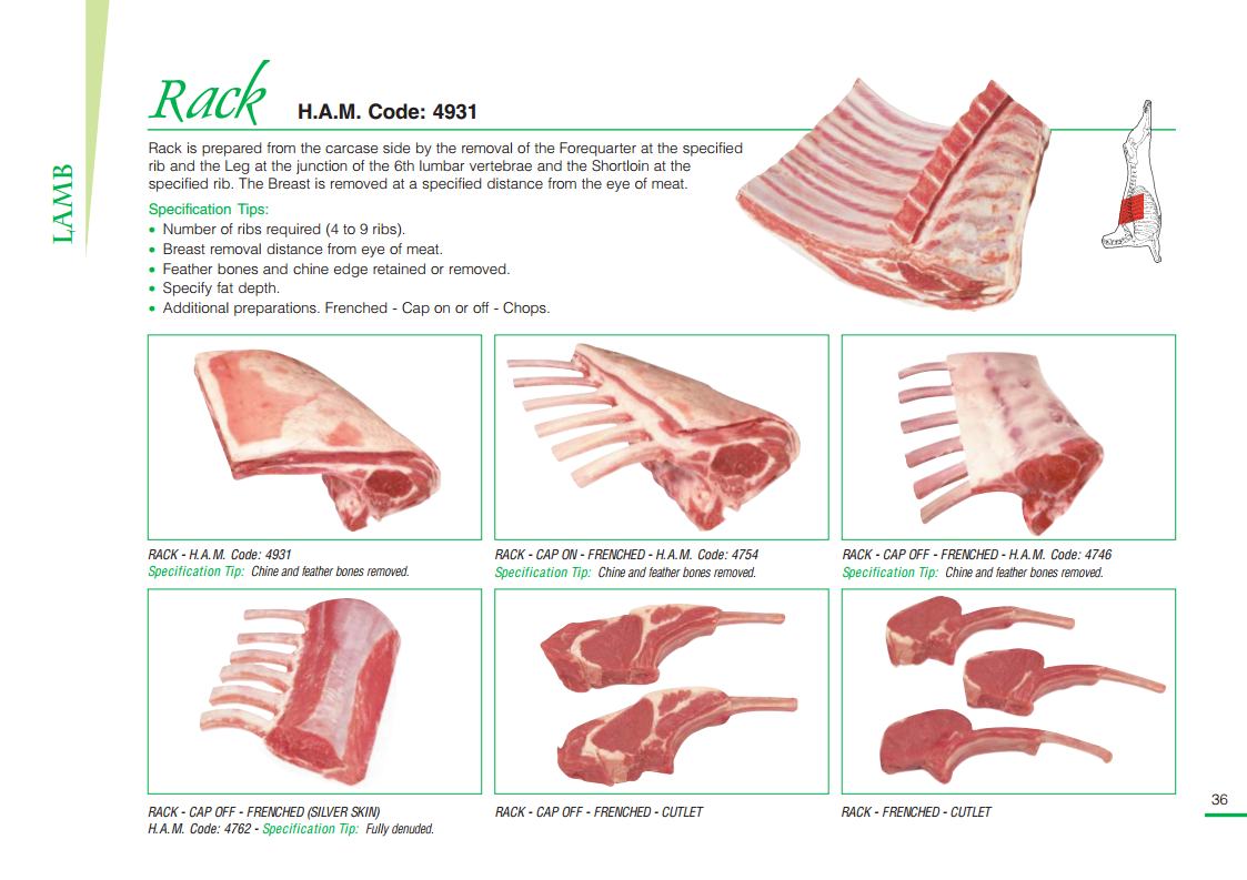 lamb rib racks and single chop information