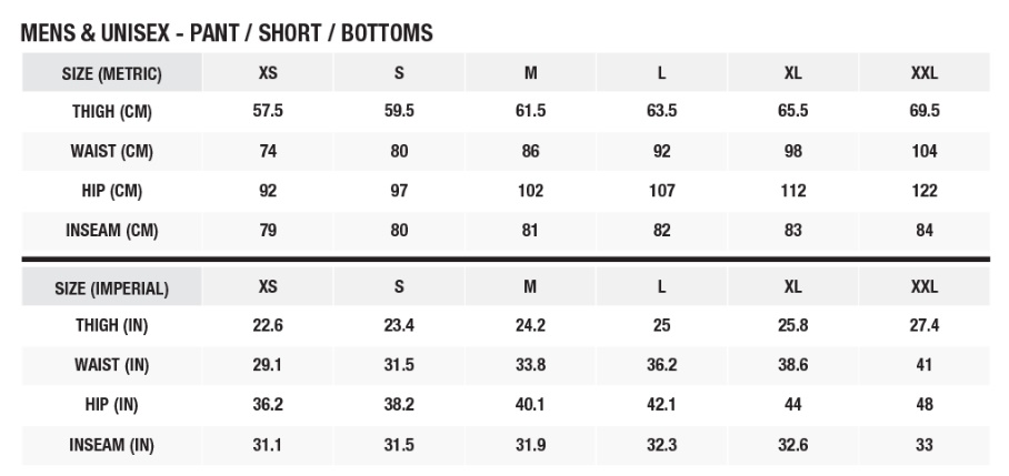 Zhik Size Guide