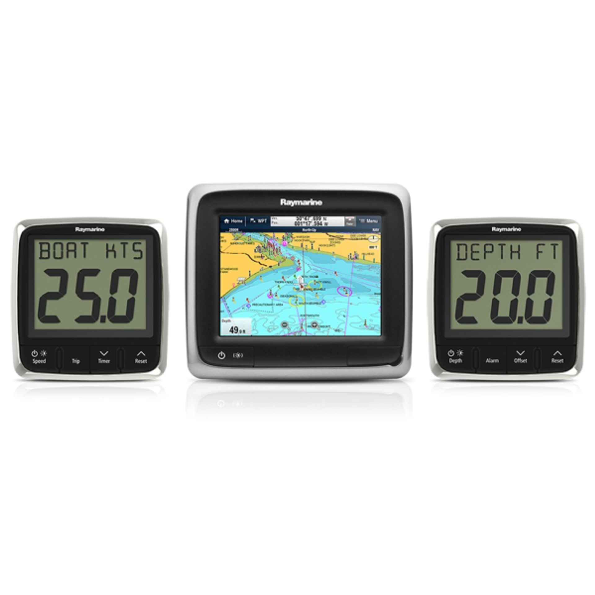 Raymarine I50 And I60 Wind Speed Depth Pack Of 3 Instruments And 3 Transducers E70153 Boat