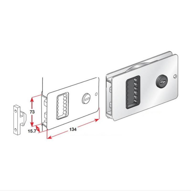 Southco Compact Swing Door Latch - Chrome - Non-Locking 13 thumbnail image
