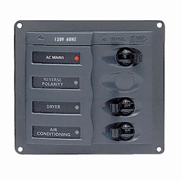 BEP Marinco Contour AC Mains Panel with Mains Switch + 2 AC Circuit
