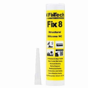FixTech Fix8 Structural-Grade Anti-Mould Silicone - 300ml Cartridge