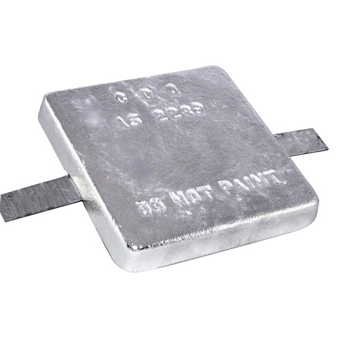 Aluminium square block anodes with steel strap