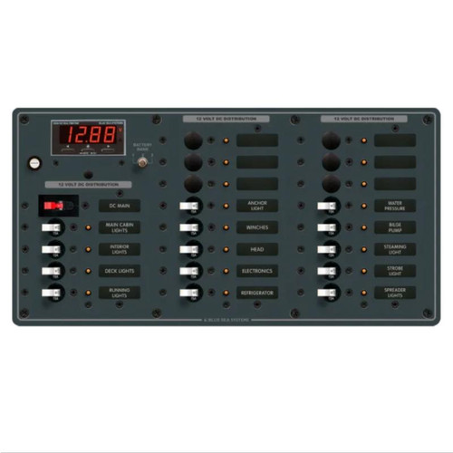 Circuit Breaker Panel DC Branch Traditional Metal with Digital Multi-meter - 100A, Main + 20 Positions