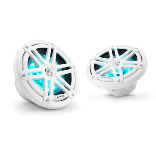 JL Audio M3 Marine Coaxial Speakers, Gloss White Sport Grilles with RGB LED Lighting (Pair)