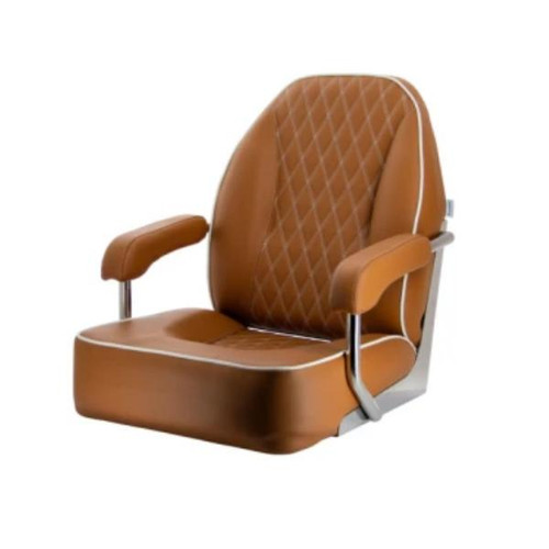 VETUS \"MASTER\" Helm Seat with Stainless Steel Frame Orange Brown (cognac)