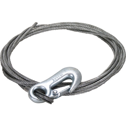Galvanised winch wire with thimbled eye galvanised snap hook