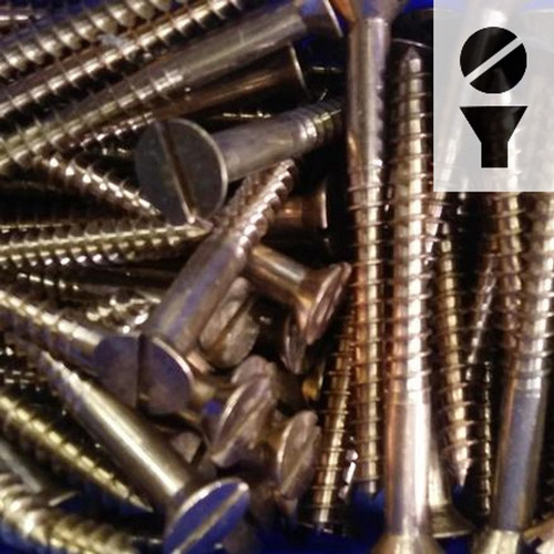 Silicon Bronze Screws - Slot Flat Head 16g x 3" (75mm)