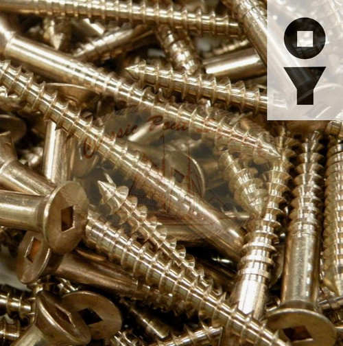 Silicon Bronze Screw - Square Drive Flat Head 14g x 1-1/2" (38mm)
