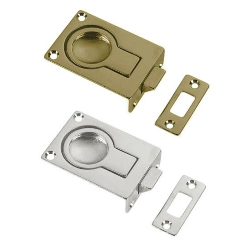 Brass Flush Ring - Rectangular with Catch