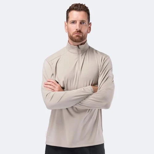 Zhik Mens UVActive 1/4 Zip Long Sleeve Tech Top - Stone