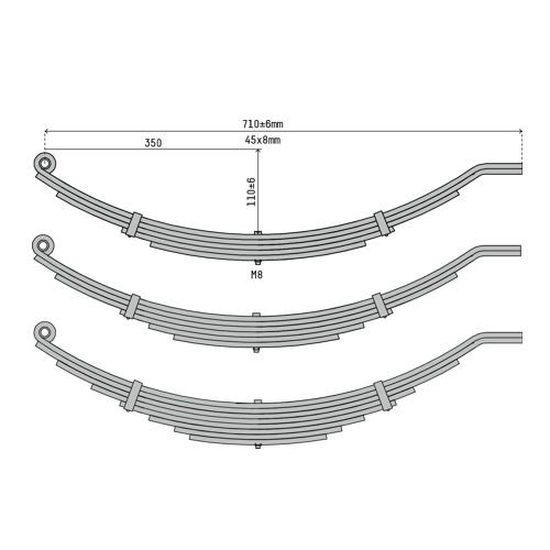 Atlantic 45x8 710mm Slipper Springs
