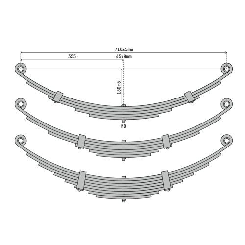 Atlantic 45x8 710mm Eye to Eye Springs