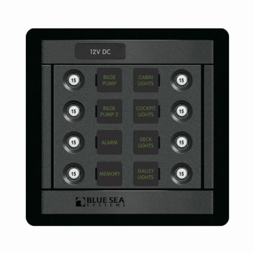 Blue Sea Circuit Breaker Panel 360 DC Branch Push Button 8 Position, 90A