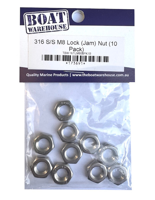 316 Stainless Steel Lock (Jam) Nut (10 Pack)