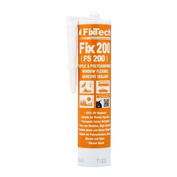FixTech FS200 Silicone Sealant - 310ml Cartridge, Black