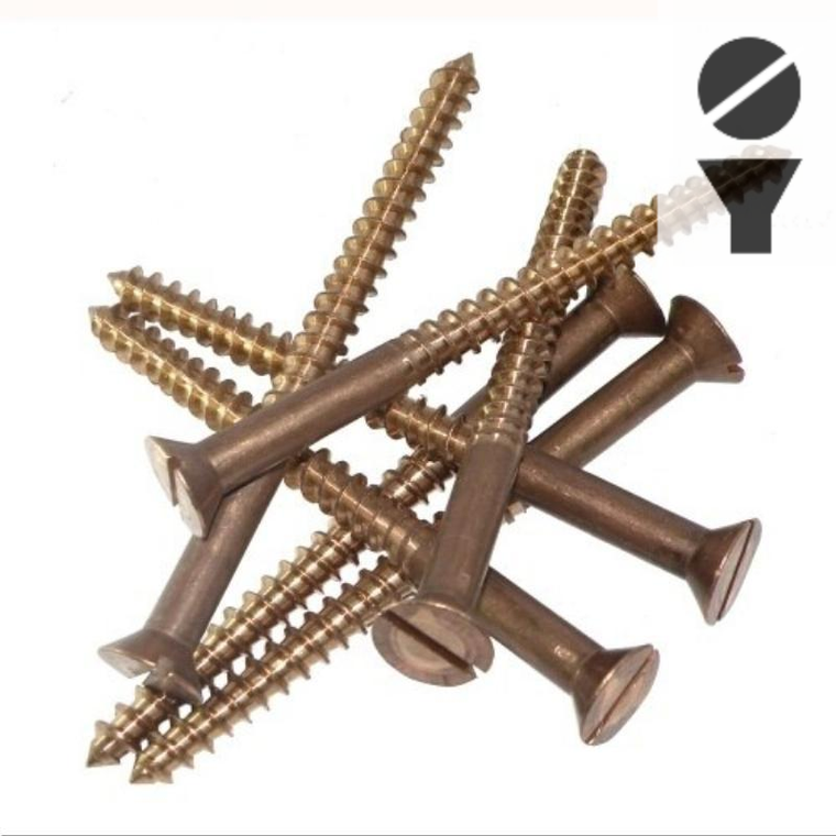 Silicon Bronze Screw - Slot Flat Head 14g x 3" (75mm)