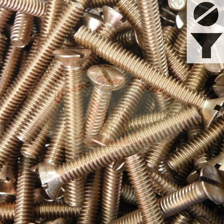 Silicon Bronze Machine Screw - Flat Slot Head 1/4-20 UNC x 4"