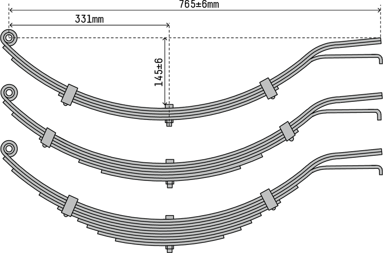 Atlantic 45x6 765mm Slipper Springs Hook Tail