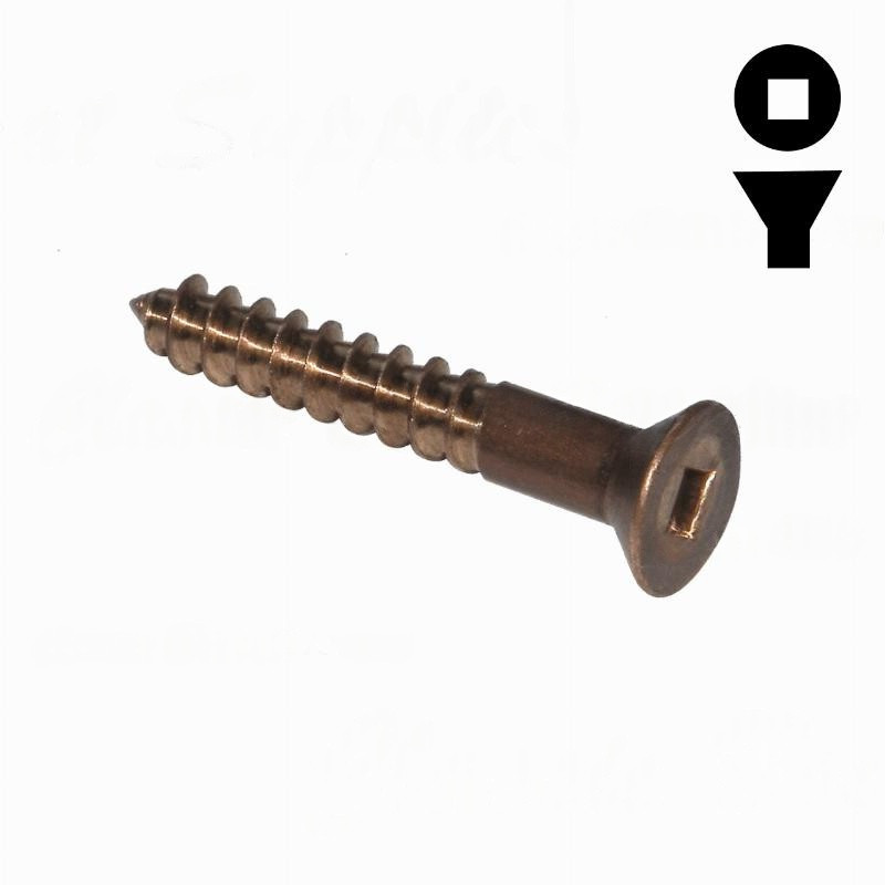 Silicon Bronze Screw - Square Drive Flat Head 12g x 3