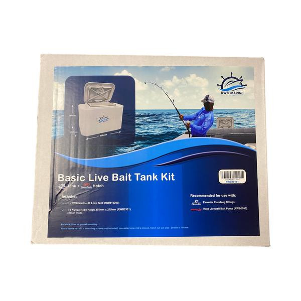 Live Bait Tank Full Kit with Hatch Livewell for Boats Fishing, 30L