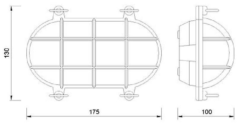 Brass Bulkhead Light - Small, Oval LED