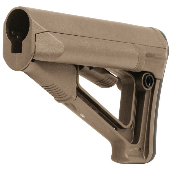 Magpul STR Mil-Spec AR-15 Carbine Stock With Storage Tubes Friction Lock And QD Sling Attachment Points And Rubber Buttpad Polymer Flat Dark Earth