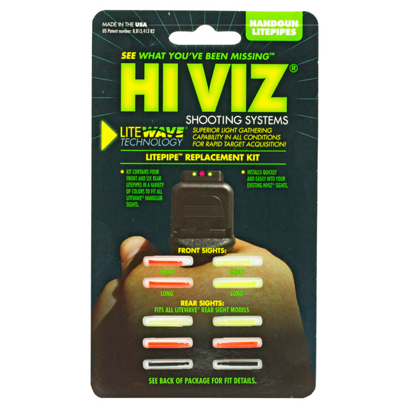 HiViz LITEWAVE 10 Handgun Replacement LitePipe Set Red/Green/Black