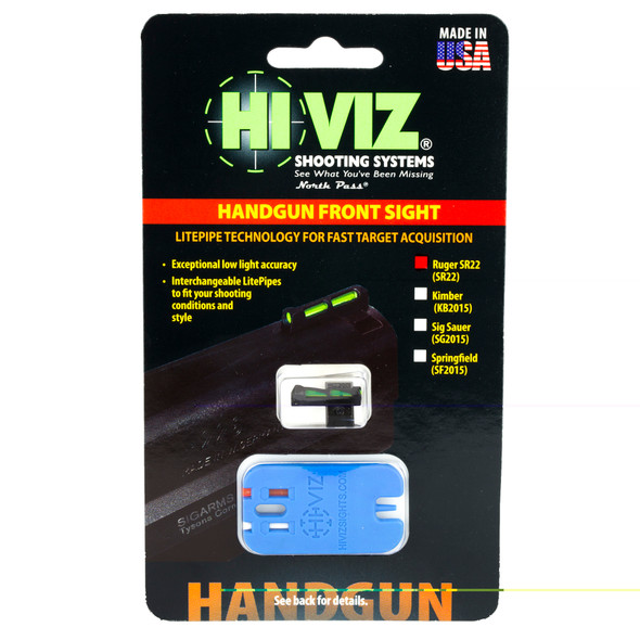 HiViz SR22 Front Sight Fiber Optic Dovetail Green/White/Red