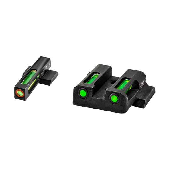 HiViz Litewave H3 Tritium/Litepipe fits S&W M&P Models Green Front Sight with Orange Front Ring/Green Rear Sight