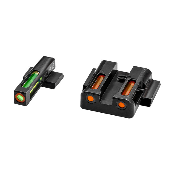 HiViz Litewave H3 Tritium/Litepipe fits M&P Shield Models Green Front Sight with Orange Front Ring/Orange Rear Sight