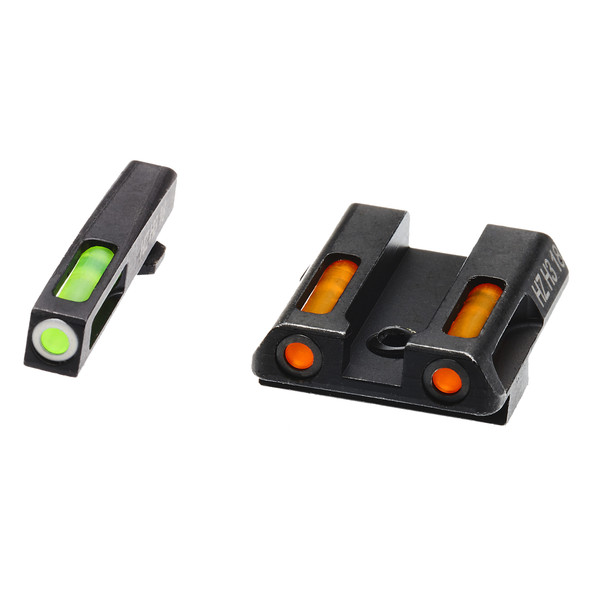 HiViz Litewave H3 Tritium/Litepipe fits GLOCK 42/43 Models Green Front Sight with White Front Ring/Orange Rear Sight