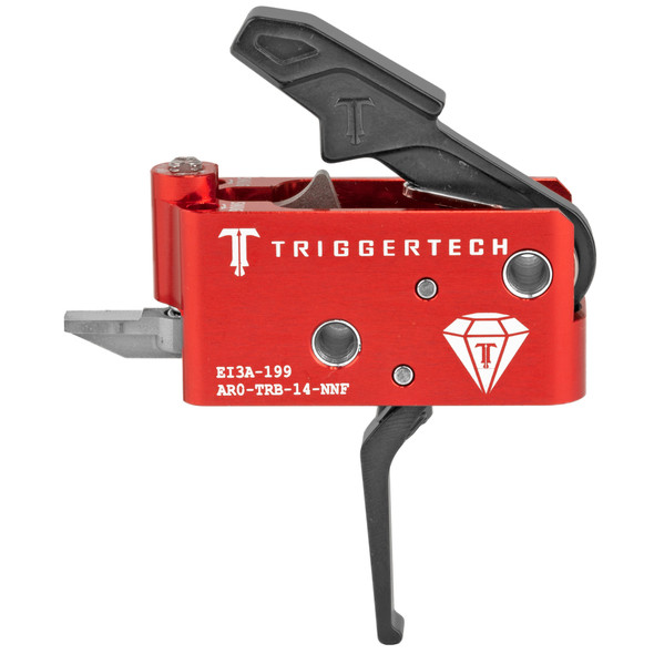 Trigger Tech AR Diamond Trigger Two Stage Flat Shoe Small Pin Compatible 7075 Aluminum Anodized Housing Red