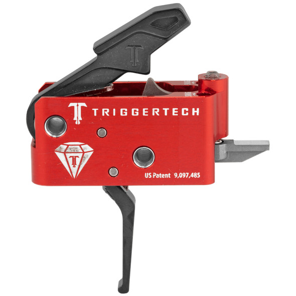 Trigger Tech AR Diamond Trigger Two Stage Flat Shoe Small Pin Compatible 7075 Aluminum Anodized Housing Red