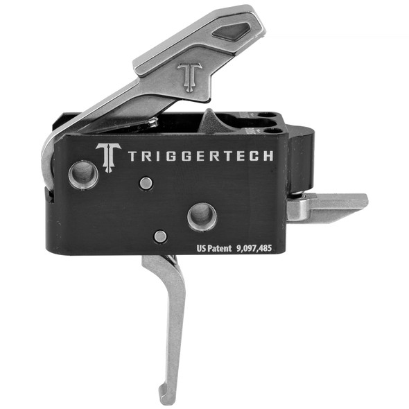 Trigger Tech Competitive AR-15 Primary Drop In Replacement Trigger Flat Lever Two Stage Non-Adjustable Natural Stainless Steel Finish