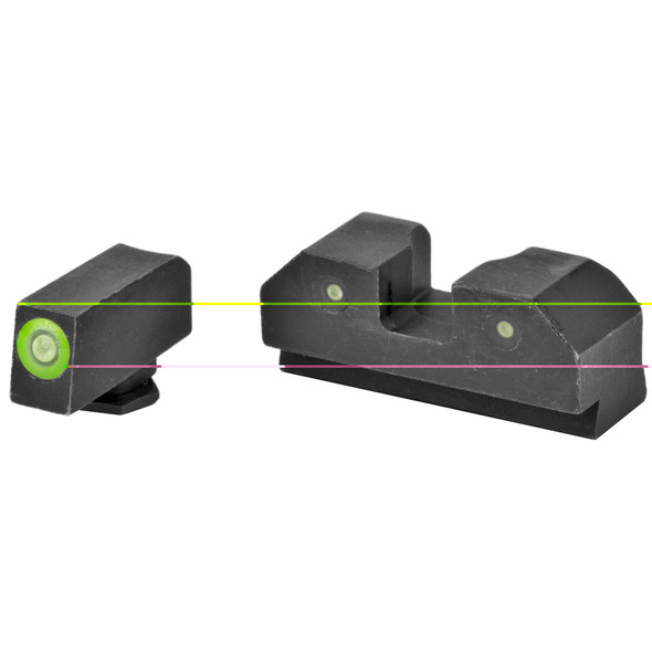 XS Sights RAM Night Sights Fits GLOCK 20/21 Traditional 3 Dot Tritium Night Sight Configuration High Contrast Green Front