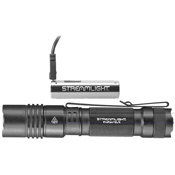 Streamlight ProTac 2L-X USB 500 Lumen Tactical White LED Flashlight Multi-Fuel Compatible Ten-Tap Programming Removable Pocket Clip Aluminum Housing Matte Black Finish